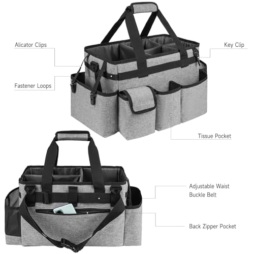Cleaning Caddy Bag,Large Cleaning Supplies Organizer with Handle for Housekeepers,Gray - color: Grey, size: Large