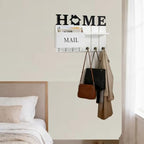 Rustic Wall Key Holder with Shelf & Hooks - Wall Mounted Mail Organizer for Entryway | Wooden Key Rack for Keys, Coats, Dog Leash-White - color: White