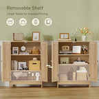 Iwell Storage Cabinet, Rattan Cabinet with Adjustable Shelf, for Living Room, Entryway, Kitchen, Home Office, Nature - color: Natural