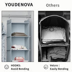 YOUDENOVA Hanging Closet Organizer, 4-Shelf Closet Hanging Shelves, Grey - color: Grey, size: 4-Tier