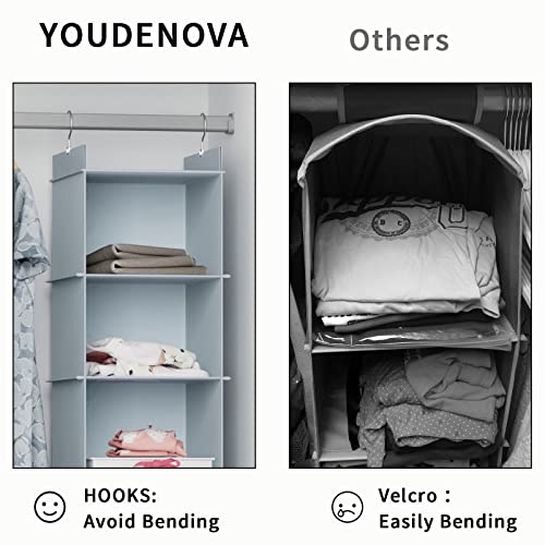 YOUDENOVA Hanging Closet Organizer, 4-Shelf Closet Hanging Shelves, Grey - color: Grey, size: 4-Tier
