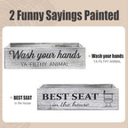 Rustic Farmhouse Bathroom Decor Box, Toilet Paper Basket with 2 Sides Signs, Gray-wash Your Hands - color: Gray-wash Your Hands
