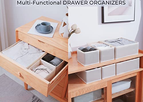 Fordonral 12 Pack Drawer Organizer Clothes, Foldable Fabric Dresser Organizer Closet Organizers and Storage Box for Underwear,Folded Clothes,Baby Clothing,Socks,Bra,Towels,Ties(12 Pack,Gray) - color: Gray, size: 12 Pack
