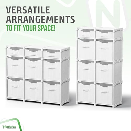 Cube Storage Organizer with Storage Bins Included - The Perfect Closet Organizers and Storage Solution. Includes 9 Storage Cubes, Great For Toy Storage, Closet Storage, Clothes Storage (White-Grey) - color: White-Grey, size: 9 Storage Cubes