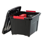 IRIS USA 19 QT Plastic Storage Box with Lid and Latches - 6 Pack - BPA-Free, Garage Organizing Solution, Durable Nestable Stackable Containers, Secure Pull Handle - Black - size: 19 Qt, style: 6 Pack