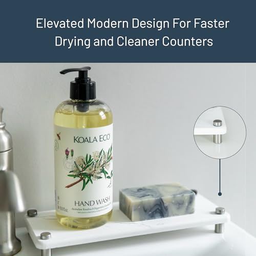 Premium White Squared Sink Caddy - Water-Absorbing Diatomaceous Earth Tray for Sink with, Elevated Stainless Steel Feet, Non-Toxic, Fast-Drying, Kitchen or Bathroom (Driftwood) - color: Driftwood