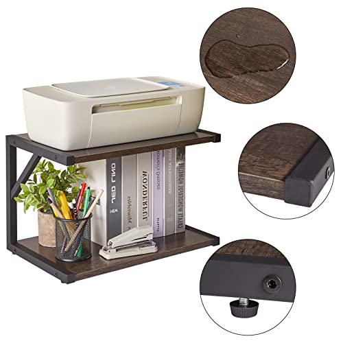 IBUYKE 2-Tier Desktop Printer Stand Holder, Multi-Purpose Desk Organizer Storage Shelf, Book Shelf Printer Shelf for Fax Machine, Scanner, Files, Books, Dark Grey UTLJ004G - color: Dark Grey, size: no wheel