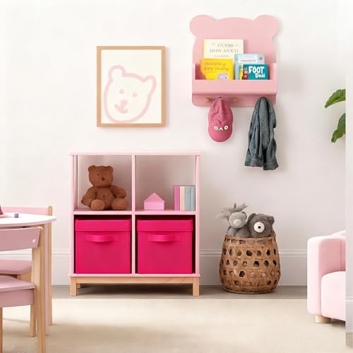 ShellKingdom Storage Bins, Foldable Fabric Storage Cubes with Lid, Clothes Storage Organizer Drawer For Closet Toys Storage, 13 X 13 X 13 INCH, 2 Pack (Fuchsia) - color: Fuchsia, size: 13 inch (2 Pack)