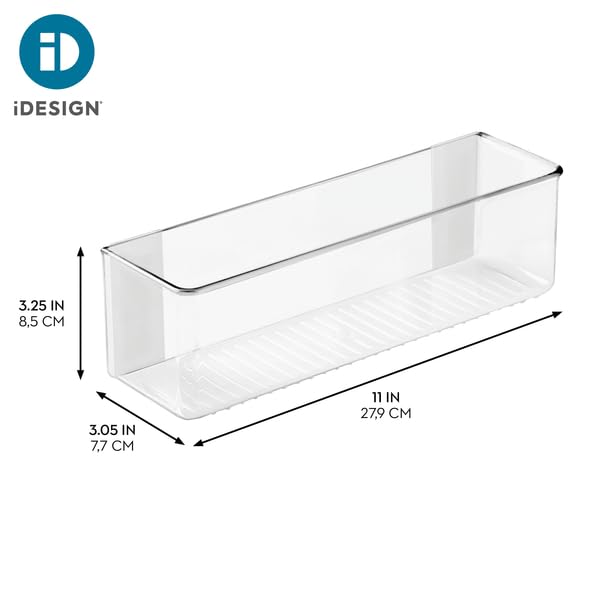 iDesign AFFIXX Plastic Wall Mount Organizer for Kitchen, Bathroom, Office, Bedroom, Garage, Craft Room, 3" x 11" x 3.25", Clear - style: Pack of 1