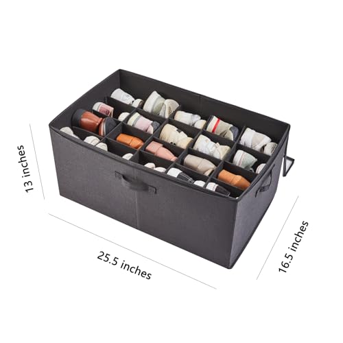 Berdeng Shoe Storage Organizer for Closet, Shoe Box Organizer, Space Saving Foldable Shoe Rack, Shoe Storage Cabinet with Clear Cover and Reinforced Handles, Fits 20 Pairs, Black - color: Black