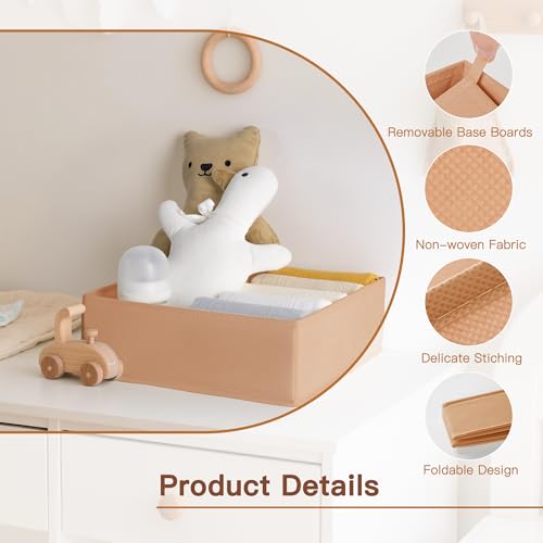 Criusia Drawer Organizer Clothes, 10 Pack Dresser Organizer for Baby Clothes, Underwear, Sock- Foldable Closet Organization and Storage Dividers Bins for Nursery, Bedroom (Brown) - color: Brown, size: 10PACK