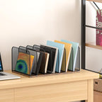 Piskyet Wooden Desk File Organizer, 7-Section Vertical File Folder Holder Stand,Metal Mail Paper Chromebook Organizer for Teacher Desk Office Classroom Desktop Organization - size: 7-Section
