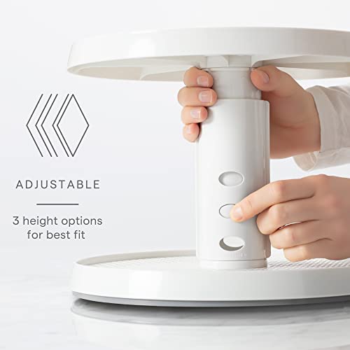 YouCopia Crazy Susan Two-Tier Turntable, Height-Adjustable Lazy Susan Organizer for Kitchen Cabinet and Pantry Organization and Storage, White - size: Two Tier