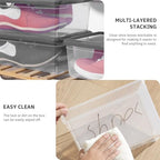 Clear Shoe Boxes Plastic Storage Bins with Latching Lid Rectangular Storage Boxes Durable See-Through Lidded Shoe Boxes for Art Supplies and Home (Grey) - color: Grey