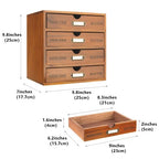 Wooden Storage Box Rustic Desktop Organizer with Drawers/Labels 4 Tier Office Desk Accessories Shelf with A6 Clipboard Small Craft Storage Apothecary Cabinet and Chest Jewelry Holder for women