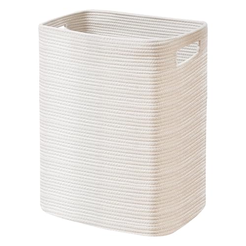 MEGASKET Large Laundry Hamper 16"x13"x22" - Tall Woven Laundry Basket, Cotton Rope Dirty Clothes Hamper, Baby Kids Nursery Wicker Laundry Basket, Bedroom Aesthetic, Soft Laundry Bin, White Hamper, 75L - color: White