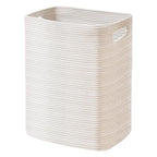 MEGASKET Large Laundry Hamper 16"x13"x22" - Tall Woven Laundry Basket, Cotton Rope Dirty Clothes Hamper, Baby Kids Nursery Wicker Laundry Basket, Bedroom Aesthetic, Soft Laundry Bin, White Hamper, 75L - color: White