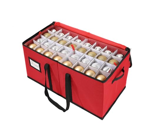 Sattiyrch Christmas Ornament Storage Box,8 Trays with Customizable Dividers,Canvas,Dust-Proof, Collapsible,Portable with Dual Handles,Holds Up to 128 x 2.36 Ornaments - size: 128 pcs-2.36in with Trays