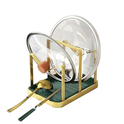 Lid Stand Lid Organizer Pot Lid Rack Holder for Utensils in Kitchen Cabinet Spatula Rack,Cutting Boards,Spoon Storage Gold - style: Horizontal