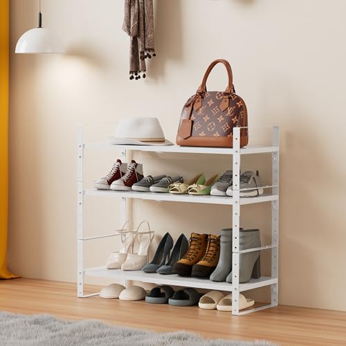 Multi-Functional Metal Shoe Rack, Space-Saving, Perfect for Entryway, Closet, Bathroom, etc. - Sturdy and Durable, High Weight Capacity（3PACKS/White/Large - color: 3packs/White, size: Large