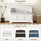 Knocbel Rustic Entry Storage Bench with Hidden Compartments and Removable Cushion, Wooden Entryway Hallway Foyer Shoe Bench Bedroom End of Bed Bench (White) - color: White