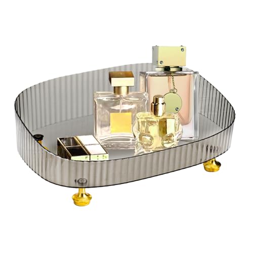 Perfume Organizer, Bathroom Vanity Tray, Makeup Trays for Dresser Top, Countertop Decorative Plastic Decor Tray, Perfume Organizer for Women, organizador de perfumes (Gray) - color: Gray