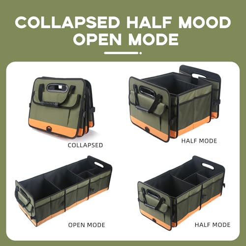 Trunk Organizer for Suv, Sturdy Storage Organization with Non-Slip Bottom Strips, 95L Large Capacity Cargo Organizer for Car, Truck, Sedan, Waterproof Portable Car Organizers for Women Men(Green) - color: Green