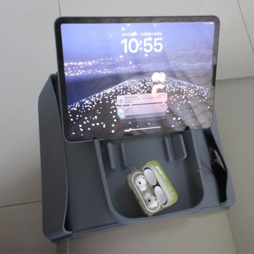 Silicone Sofa Armrest Tray Featuring Drink Holder and Side Pockets for Remote Phone and Snacks Storage Sofa Arm Tray Arm Organizers - color: sea blue