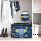 Custom Storage Basket with Name, Personalized Storage Bins with Zipper Lid, Foldable Fabric Storage Box Large capacity with Handle Elephant Flower Leaves - color: Option 19
