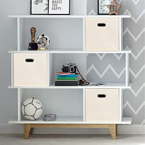 Black Foldable Storage Cubes Bins , Fabric Storage Box Cubes Organizer Baskets with Dual Handles for Home Organizer(Creamy-White) - color: Creamy-White, size: 1 Pack