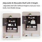 Bathroom Cabinet, Bathroom Wall Cabinet with 2 Doors and Adjustable Shelf, Wooden Medicine Cabinets Wall Mount, Over The Toilet Storage - color: Bathroom Wall Cabinet With Towel Rack-brown