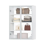 ROOMTEC Modular Closet Glass Door Pair Set, Shaker-Style Frame Add-On for Medium Hanging, Short Tower & Shoe Shelf Units, Tempered Glass, 35.83" H × 19.5" W - size: Framed Glass Door – 19.5"W x 35.83"H
