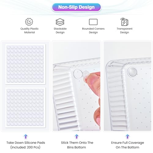 25 PCS Clear Plastic Drawer Organizer Set - 4 Sizes Makeup Organizer Desk Drawer Divider Bathroom Organizers and Storage Bins for Makeup, Jewelry, Gadgets, Office, Kitchen, Bedroom, Bathroom