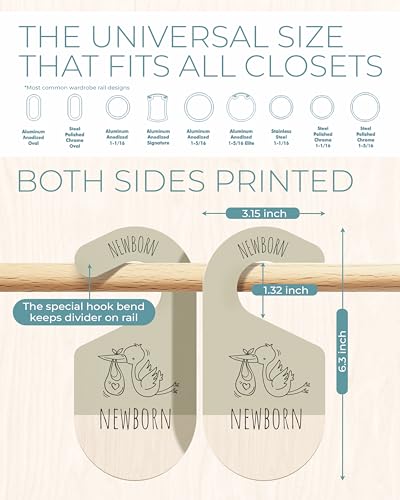 Baby Clothes Dividers For Closet - Wooden Baby Clothes Organizer Dividers for Boy & Girl, 8 Baby Closet Dividers by Size - Ideal Clothing Organizers - color: Earth Tone
