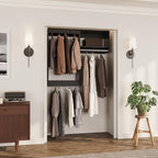 ROOMTEC Modular Closet System, 46" Wall-Mounted Closet Organizer with Hanging Rods, Wooden Tower for Walk-In Closets, Wardrobe Storage Kit, Black - size: 46" Wide, style: Model 2