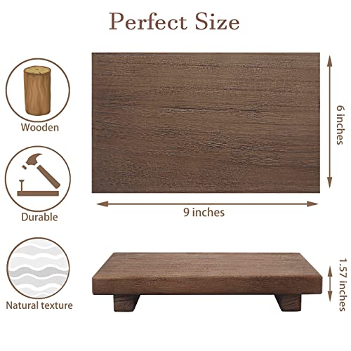 zoocatia Small Wood Tray Pedestal Stand Farmhouse Bathroom Decor Decorative Wooden Riser Kitchen Soap Dish Holder for Vanity, Counter, Sink, 9" x 5.9" - Walnut - color: Walnut, size: 9" x 5.9" x 1.6"