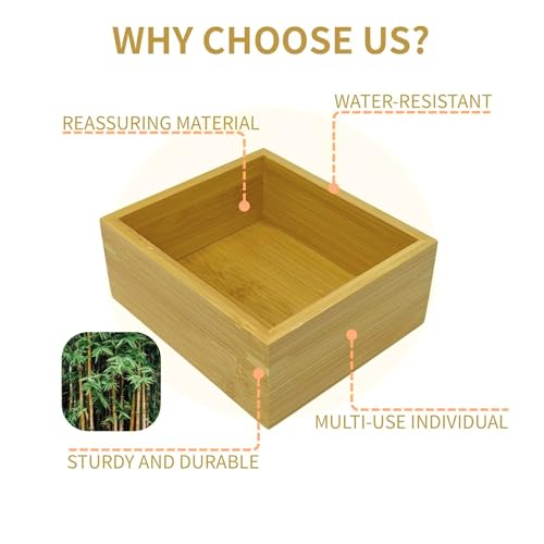 Bamboo Drawer Organizer 5.9x5.1x2.4 Inch | Rectangle Drawer Divider & Junk Drawer Tray for Makeup, Jewelry, Utensils & Office - size: 5.9"D x 5.1"W x 2.4"H