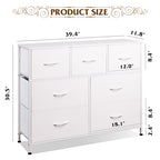 WLIVE 7 Drawer Dresser TV Stand, Dressers for Bedroom, Fabric Storage Tower, Hallway, Entryway, Closets, Sturdy Steel Frame, Wood Top, Easy Pull Handle, White - color: White