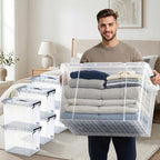 288QT Set Heavy-Duty Stackable Clear Storage Bins with Lids -Clear Plastic Organizing Containers for Home, BPA-Free, Pull Handles and Secure Latches - style: 288QT (60QT X 4 Pack+28QT+20QT)