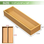 guiogc Bamboo Drawer Silverware Organizer, Flatware Organizers, Multi-purpose Bamboo Storage Box for Kitchen, Offices and Dressing table 11.5" x 3.15" x 1.8" (Set of 2) - size: 11.5" x 3.15" x 1.8"
