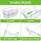 15-Piece Extendable Drawer Organizer Set, 2-Size Adjustable Clear Plastic Storage Bins for Bathroom Vanity, Makeup, Kitchen Utensils & Office Supplies