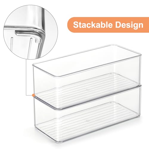 Heyuzb 4 PACK Freezer Organizer Bins Clear Stackable Storage Bins for Fridge Organization and Storage - size: 4 PACK