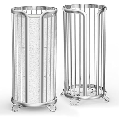 Bunoxea Toilet Paper Holder Stand, Freestanding Toilet Tissue Organizer, Minimalistic Storage Solution, Reserve Mega Rolls,Modern -2PACK Silver - color: Silver, size: 2 Pack