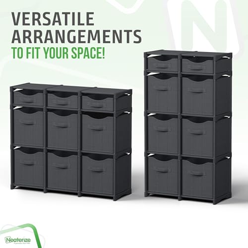 Cube Storage Organizer with Storage Bins Included - The Perfect Closet Organizers and Storage Solution. Includes 9 Storage Cubes, Great For Toy Storage, Closet Storage, Clothes Storage (Dark Grey) - color: Dark Grey, size: 9 Storage Cubes