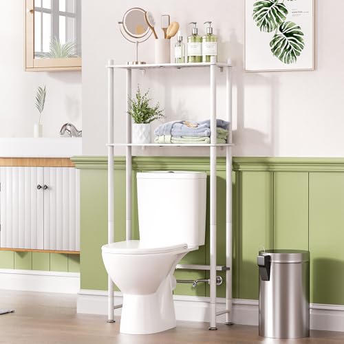 AmazerBath Bamboo Over The Toilet Storage Shelf, 2-Tier Over Toilet Bathroom Organizer Rack, Bathroom Shelves Over Toilet Space Saver, White - style: White-2-tier
