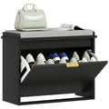 HOMCOM Narrow Shoe Bench with Padded Seat Cushion and Flip-Drawer, Small Entryway Bench Holds up to 265lb, Shoe Cabinet, 24.4x10.2x18.7 Inches, Black - color: Black, size: 24.4" x 10.2" x 18.7"