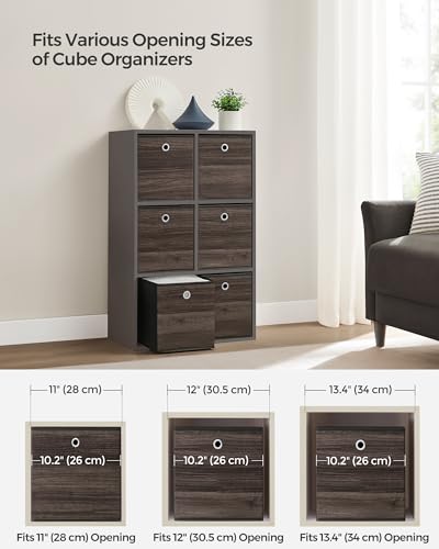 SONGMICS Storage Cubes, Set of 6 Storage Bins with Handles, Foldable Oxford Fabric and Non-Woven Fabric Storage Boxes, 10.2 x 10.2 x 11 Inches, Fit Cube Storage Unit, Chestnut Brown URFB126K01 - color: Chestnut Brown, size: 6 Pack (10.2"L x 10.2"W x 11"H)
