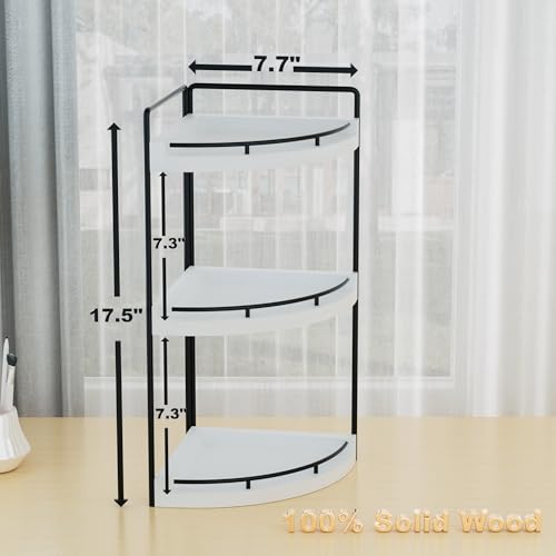 Corner Bathroom Counter Organizer, 3 Tier Bathroom Sink Shelf Countertop, Wood Vanity Skincare Storage for Toiletries Decor, Makeup, Dresser (White) - color: White