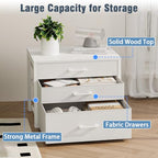 Closet Drawers Set of 2, White Closet Organizer with 3 Fabric Drawers, Stackable Storage Drawers for Closet, Bedroom, Dorm (White)