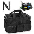 Large Wearable Cleaning Caddy Bags, Cleaning Supplies Organizer with Detachable Divider & Adjustable Shoulder Straps for Housekeepers & Cleaners, 14 inch Black Tool Bag - color: Black